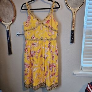 Michelle Antonelli yellow dress floral embroidered fit and flare 12